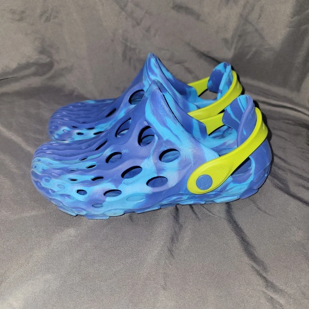 Merrell Kids Hydro Moc Shoes Size 1 Blue Green Water Slip On Sandals